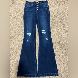 KanCan distressed dark wash flare jeans